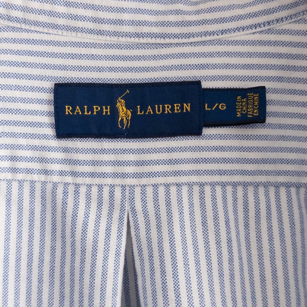Ralph Lauren Button Down Shirt Striped Blue and White Size Large - Picture 5 of 8